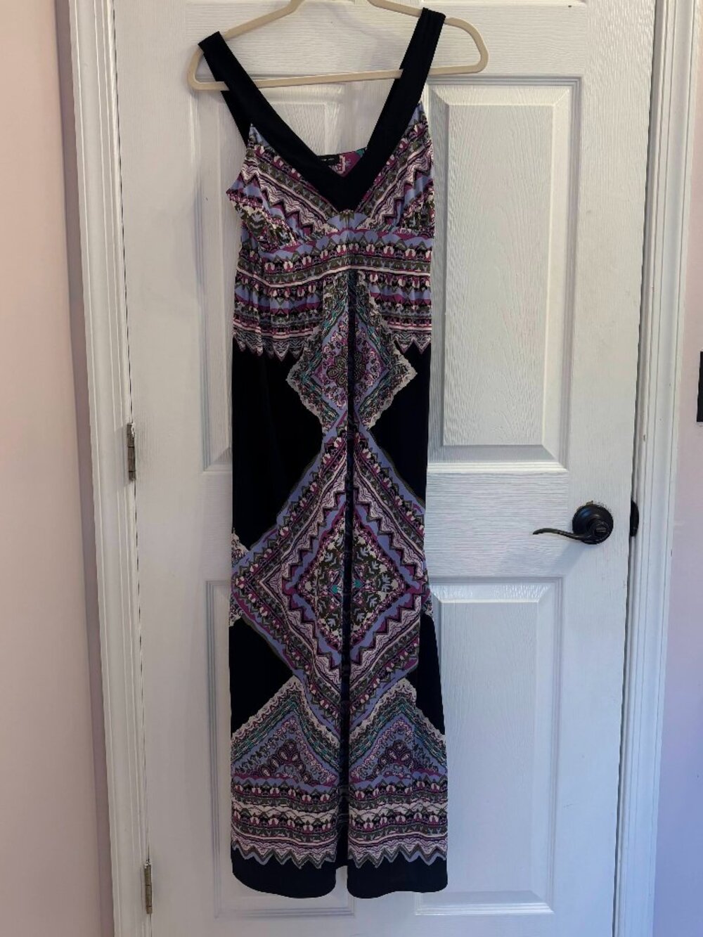 INC Dress, Small, Black and Multicolor pattern, V-neck
